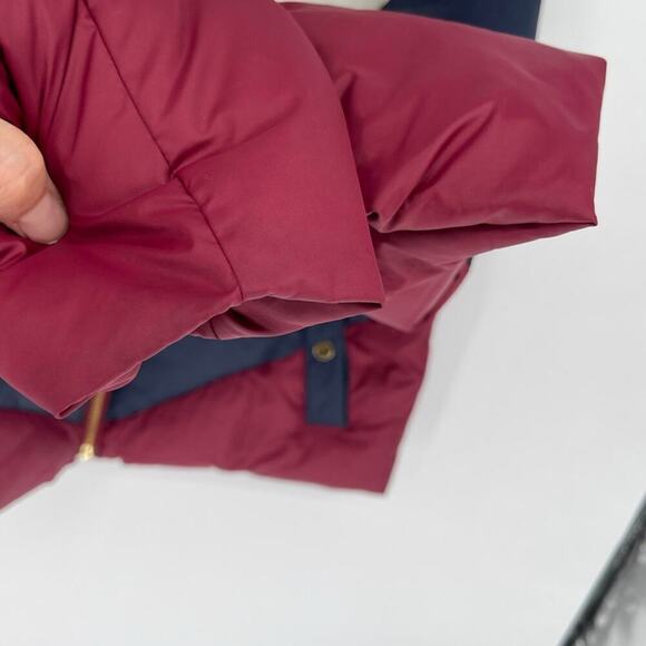J. Crew Maroon White Blue Colorblock Puffer Jacket with Primaloft size Medium - Picture 6 of 15